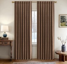 52x84 Miulee Dark Coffee Linen Blend Farmhouse Curtains 2 Panels