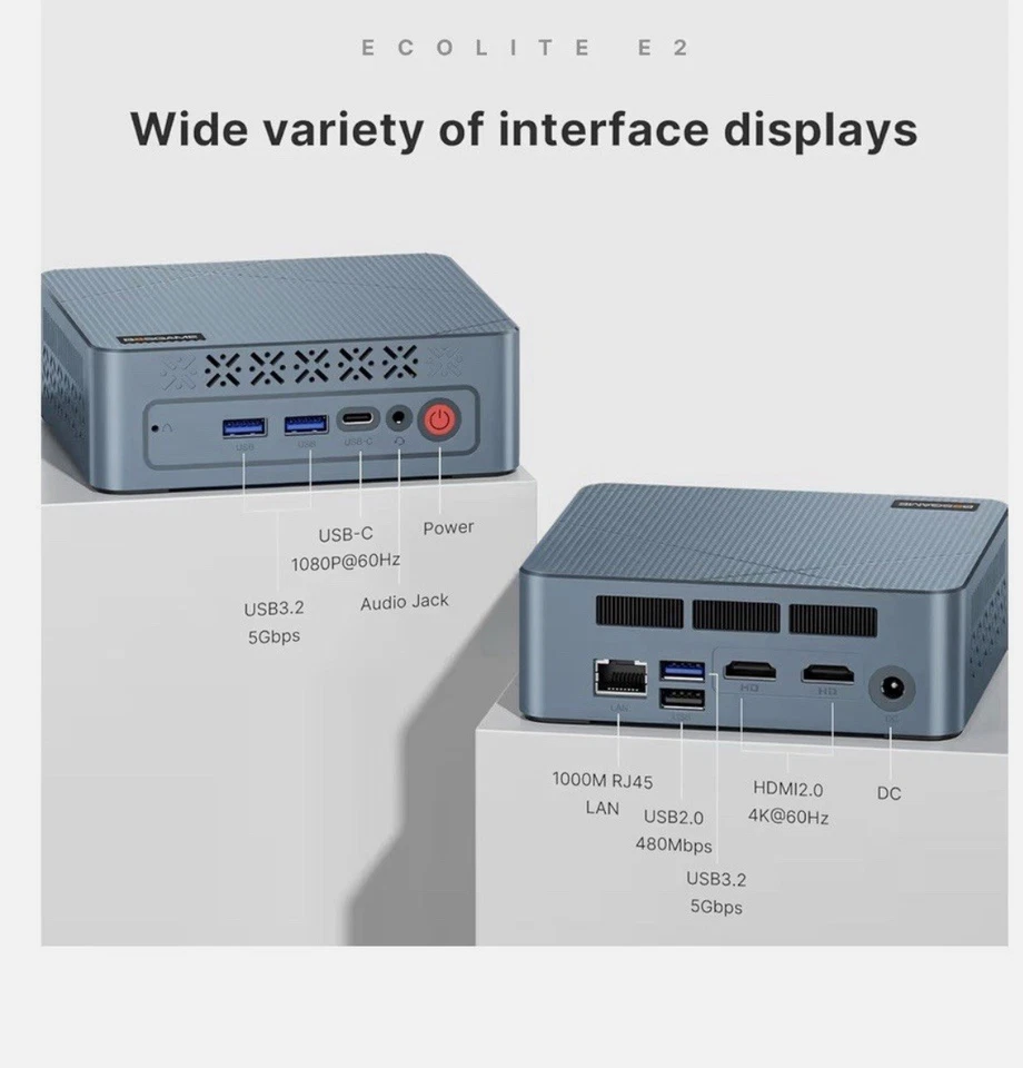 Mini PC E2 con AMD Ryzen 5 3550H 16 GB RAM 512 GB NVMe SSD pantallas triples Foto 3 de 4