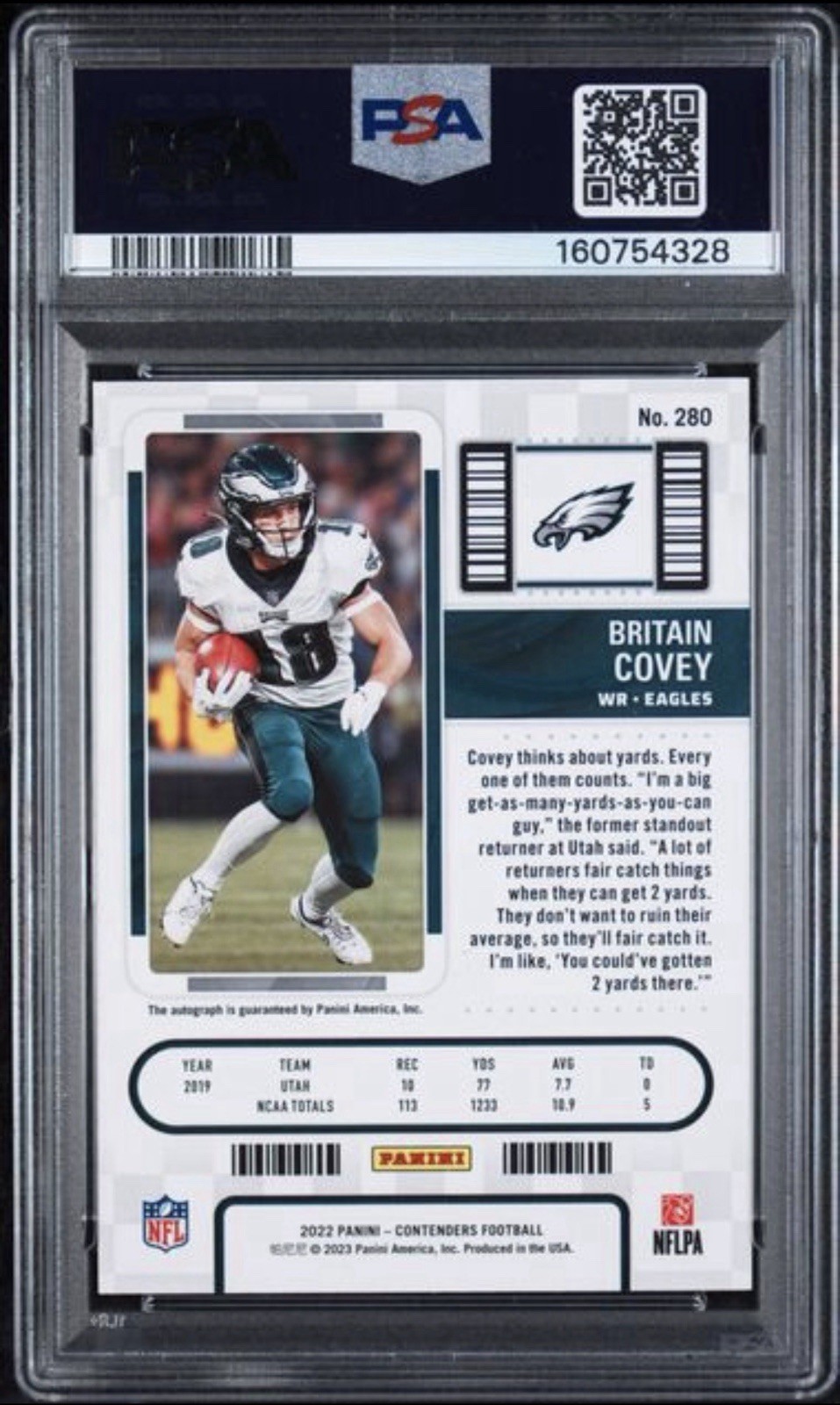 BRITAIN COVEY ROOKIE AUTO PSA 10 2022 CONTENDERS NFL #280 view 2