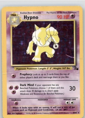 Hypno (8) Unlimited Holo Rare Fossil 08/62 DMG