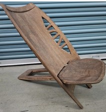 West African Chair Hand-carved Wood Jean-Pierre Hallet Birthing Chair