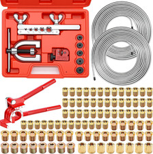 3/16Inch+3/16Inch Brake Line Flaring Tool Kit with 102Pcs Fittings