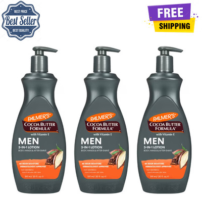 Palmer's Cocoa Butter Formula Men's Body and Face Moisturizer, 20 fl oz, 3 Pack