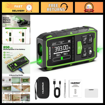 Dual Laser Measuring Tool - 393Ft Green Beam, Rechargeable Distance Measure, LCD