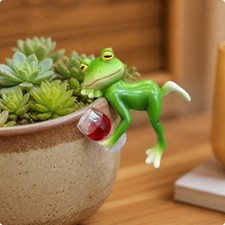 Cartoon-Frosch Figur Gr&uuml;n Froschornament aus Kunstharz Wetterfest f&uuml;r Terrarium