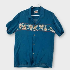 Paradise Found Shirt Mens Small Button Down Relaxed Fit Floral Hawaiian Aloha
