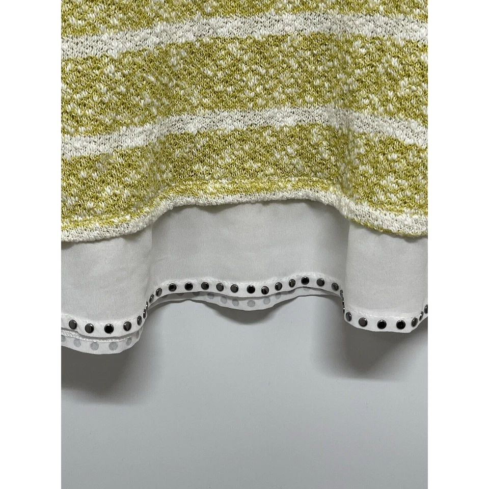 STYLE & CO SUÉTER JERSEY COLA CAMISA MEZCLA ALGODÓN RAYAS LIMA/BLANCO PXL Foto 2 de 4