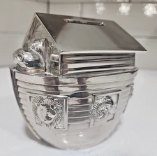Things Remembered Noah's Ark Money Box Silver Plated Brass 5"x5"