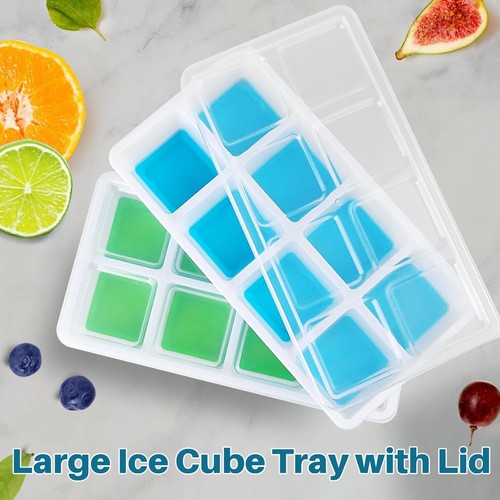 Large Ice Cube Molds 2 Pack, Silicone Ice Cube Tray for Freezer with Lid, 8 Gia - Picture 4 of 6