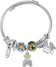 Silver Plated Charm friendship Bracelets for girls, Stainless Steel Bracelets GR