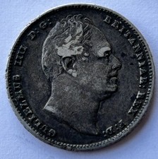 1834 William IV Silver Six Pence Coin