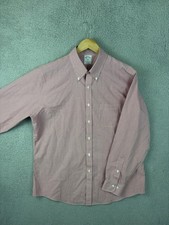 Brooks Brothers Shirt Mens 16.5 34/35 Red Gingham Regent Non-Iron Long Sleeve