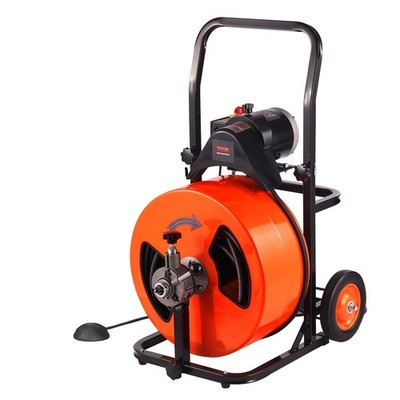 Drain Cleaning Machine 100'x3/4'', Sewer Snake Machine Auto Feed, Drain Auger