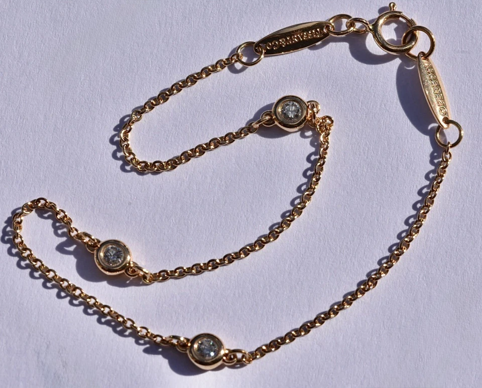 Tiffany & Co Diamanten by the Yard Armband 18k Gelbgold 3 Diamanten - Bild 1 von 4