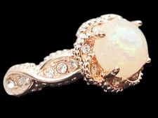 Radiant Rose Gold Tone Opalescent Cabochon Ri...
