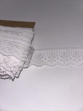 5 Yards White Vintage Lace 1" Wide Mesh Topped Scalloped D8