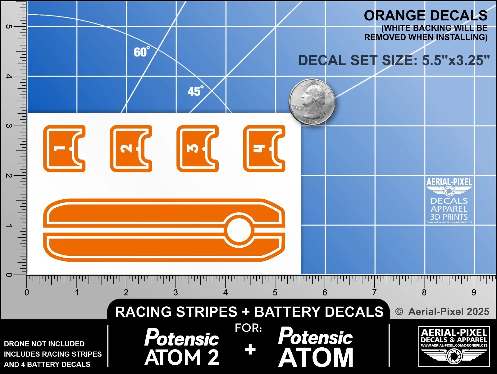 Potensic Atom 2 / Atom Series Racing Stripes With Battery Decals