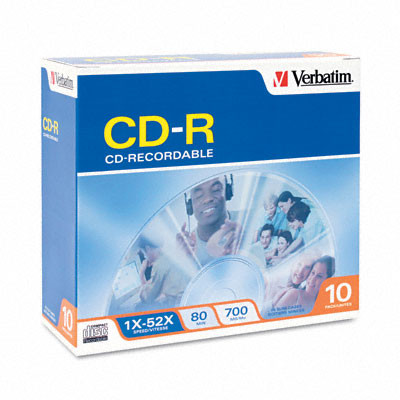 Verbatim 700MB 52X Branded 10 Packs Slim Case Disc Model 94935
