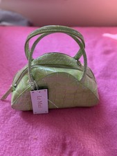  Le Miel Vegan Shoulder Purse Lime Green- Crocodile Print Small Triangle NWT