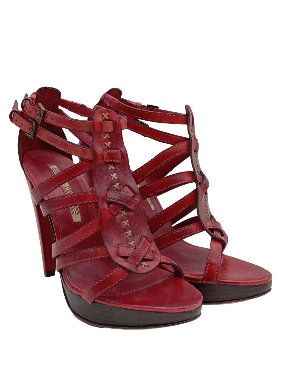 Sandales Confort Femme - Cuir Rouge - Taille EU 38 - Style Décontracté