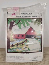 1974 Family Circle Covered Bridge Crewel Kit D302 14“ X 14“ New In Package