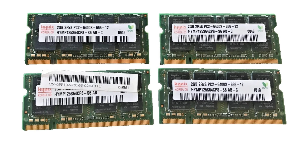 2 Barrettes RAM Hynix 512MB PC2-4200 DDR2-533 Pour Portable - Occasion Fonctionnelles