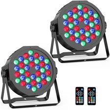 Stage Par Lights 2Pack: 36LEDs RGB DJ Light - Remote DMX Control - Sound Ac...