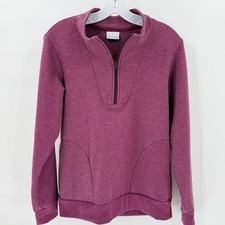 COLUMBIA Womens Quarter Zip Fleece Pullover Sweatshirt Heathered Berry Magenta M
