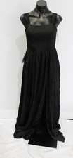 Azazie Women's Solid A Line Slit Satin Bridesmaid Dress EJ3 Black Size A6 NWT