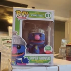 Funko Pop! Vinyl: Sesame Street - Super Grover (Flocked) #01 W/ Pop Stacker