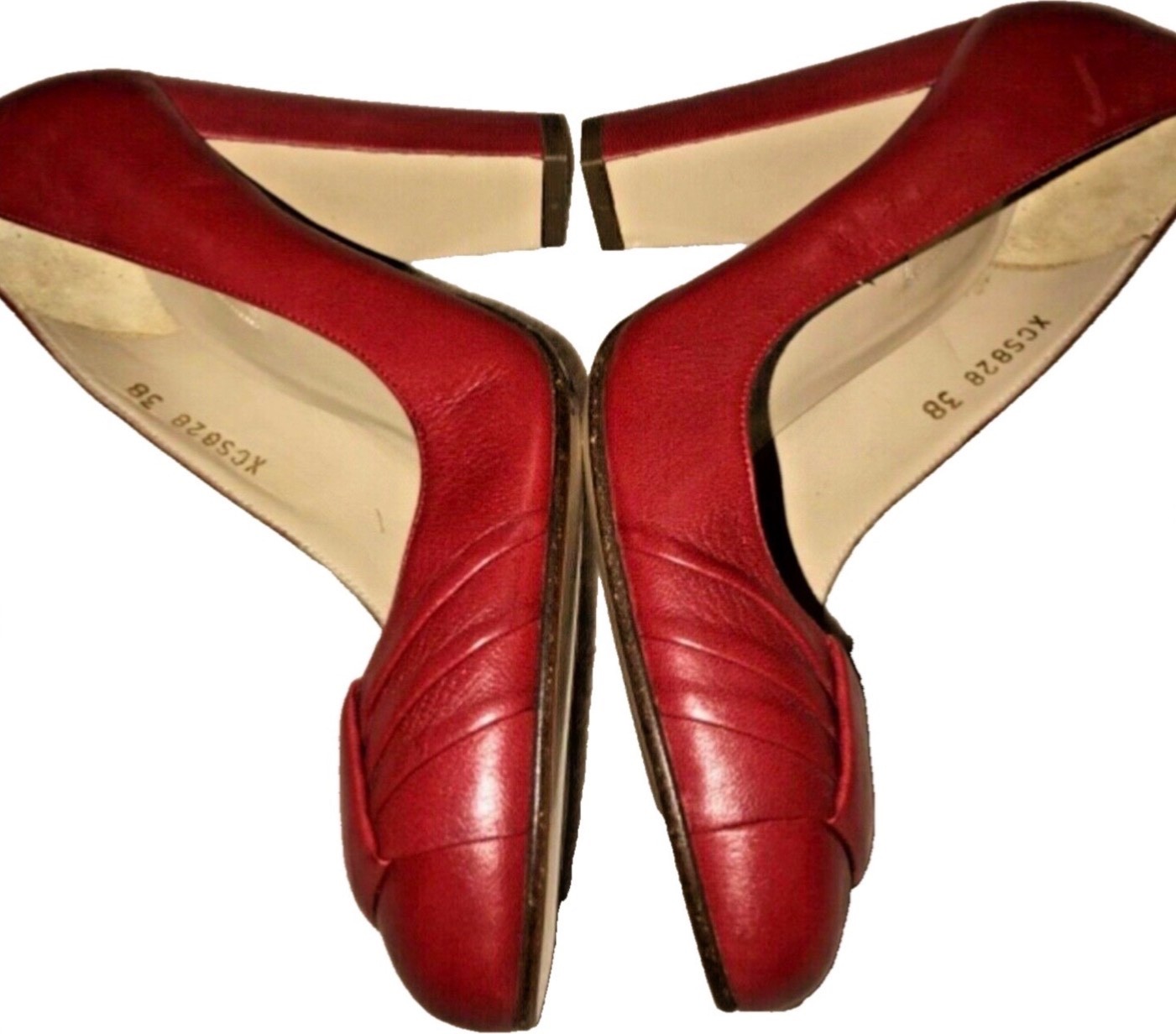 Valentino Garavani Red Maroon Leather in Round close bow Toe Pumps SZ 38 thumbnail 8