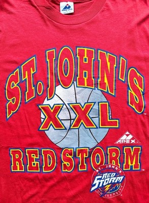 St John's Red Storm 90s APEX logo T-shirt L red NCAA University