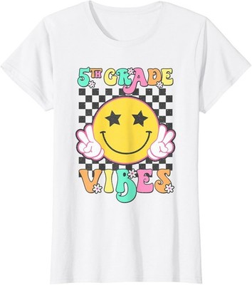 5th Grade Design Funny School Smile Vibes Face Ladies' Crewneck T-Shirt