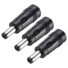 3Pcs DC Adapter Black Straight F/M 5.5x2.1mm to 5.5x2.5mm with 1.57" Wire