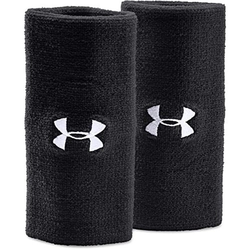 Under Armour Adult 6-Inch Performance Wristband 2-Pack , Black (001)/White , One