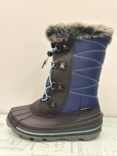 Kamik Youth Frosty lake Waterproof Snow Boots Black/ Blue Size 7 39 .