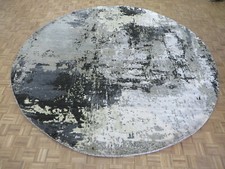 12 x 12 Round Hand Knotted Gray Modern Abstract Oriental Rug With Silk G9242