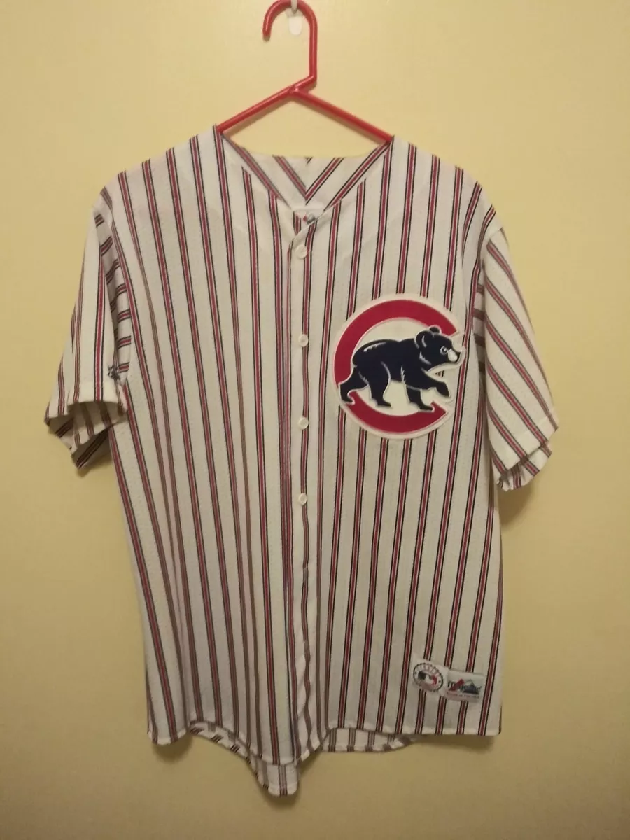 Vtg Majestic Chicago Cubs Pinstripe Jersey Shirt Mens MLB Baseball Size L  USA