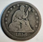 1856 Seated Liberty Quarter 25c - Arrows & Rays - (26-13/YOR)