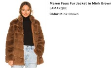 Revolve Lamarque Maren Faux Fur Coat Mink Brown Women's Nwt $375 Sz L Stunning!