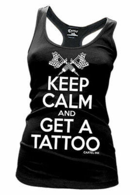 Keep Calm Get A Tattoo Gun Racer Back Tank T Tee Shirt M L Punk Womens