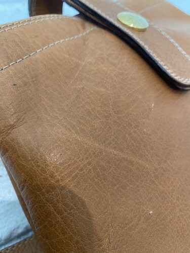 RARE VTG LANCEL LEATHER Bucket SHOULDER BAG PURSE Cognac Brown Camel Caramel - Picture 10 of 17
