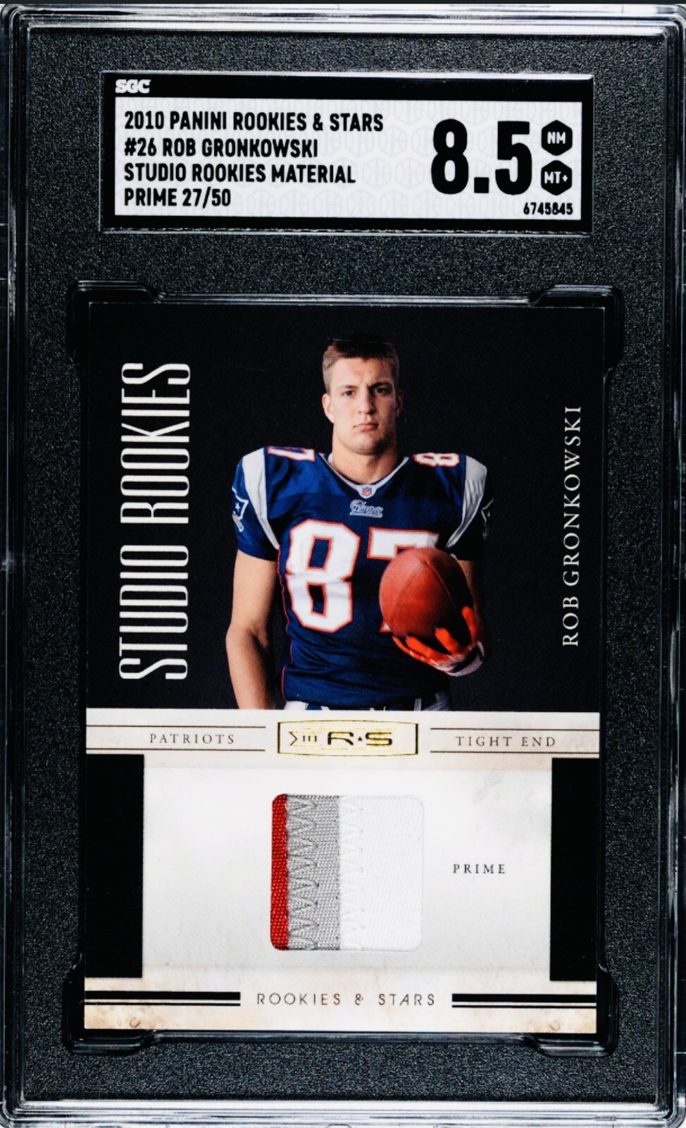Rob Gronkowski Panini Rookies & Stars Studio Rookies Materials #26 Prime