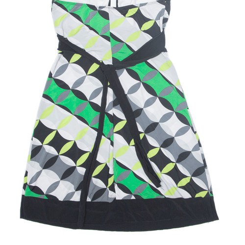 WET SEAL Belted Halter Neck Stretch Day Dress Black Geometric Sleeveless Short W - Picture 6 of 6