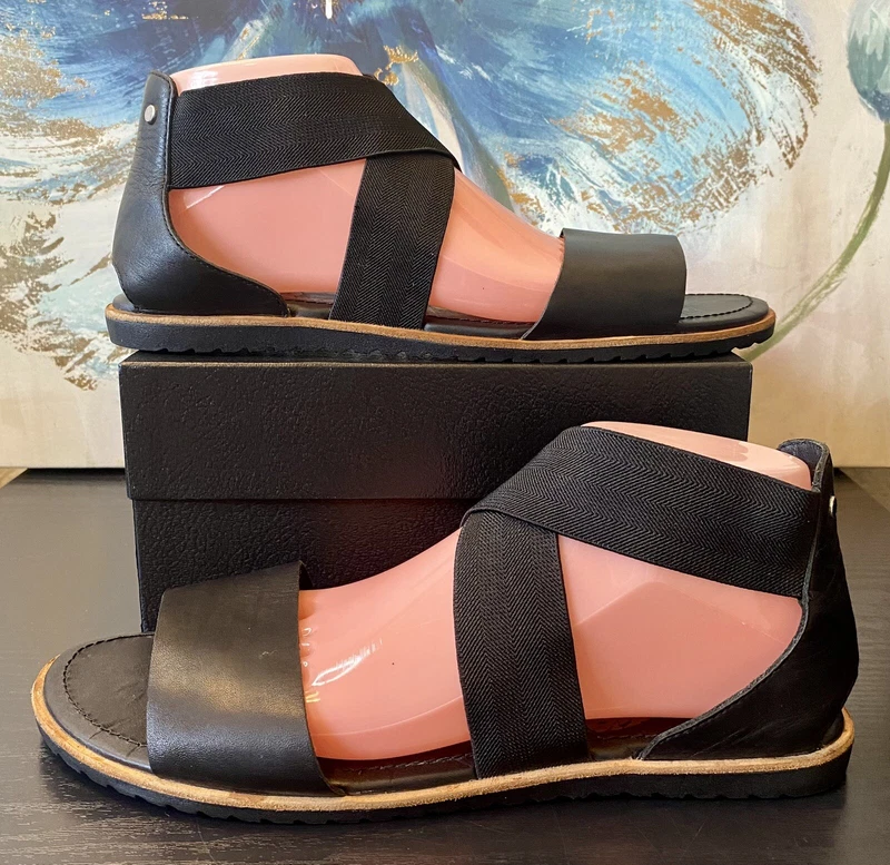 sorel elegant flat leather elastic cross-strap shoes