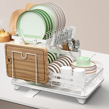 ACA White Kitchen Sink Dish Rack Cup Plates Drying Drainer Rack Storage 2 Tier