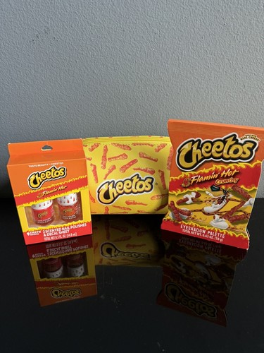 NEW Flamin’ Hot Cheetos Beauty Bundle - Eyeshadow, Nail Polish & Cosmetic Bag