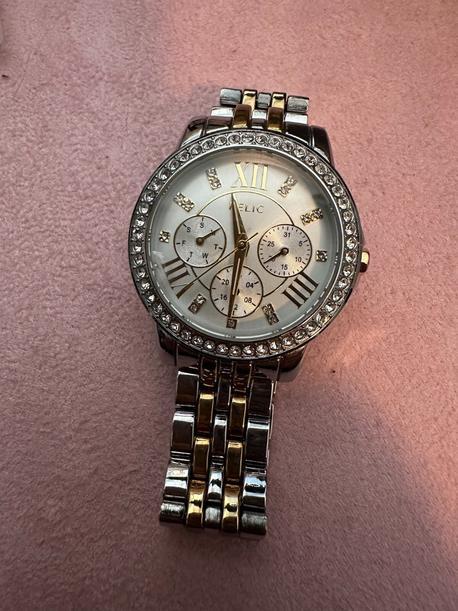 Relic Two-Tone Crystal Bezel Watch NWT Giftable Gold Silver Rhinestone Elegant Amazon.com: RELIC Women main image 4