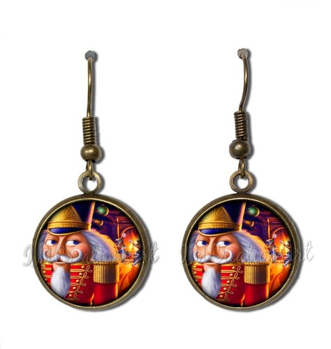 The Nutcracker Golden Red Ballet Handmade Resin Dangling Earrings 16MM SIZE - Picture 7 of 7