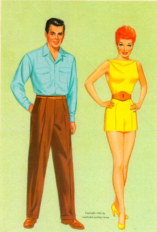 VINTAGE UNCUT 1953 "I LOVE LUCY" LUCILLE BALL & DESI PAPER DOLLS~#1 REPRODUCTION - Image 2 of 4